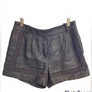 J. Crew Black 100% Linen Pleated Casual or Dress Shorts w Pom Details EUC sz 6